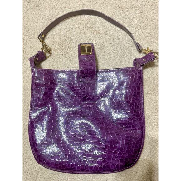 Gianni Bini Large Purple Leather Bag - Picture 6 of 16
